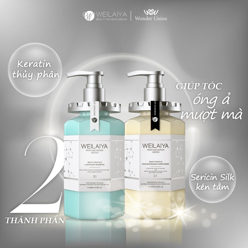 Bộ Dầu Gội Xả Phục Hồi Đa Tầng Nấm Truffle Weilaiya (2*450ml)