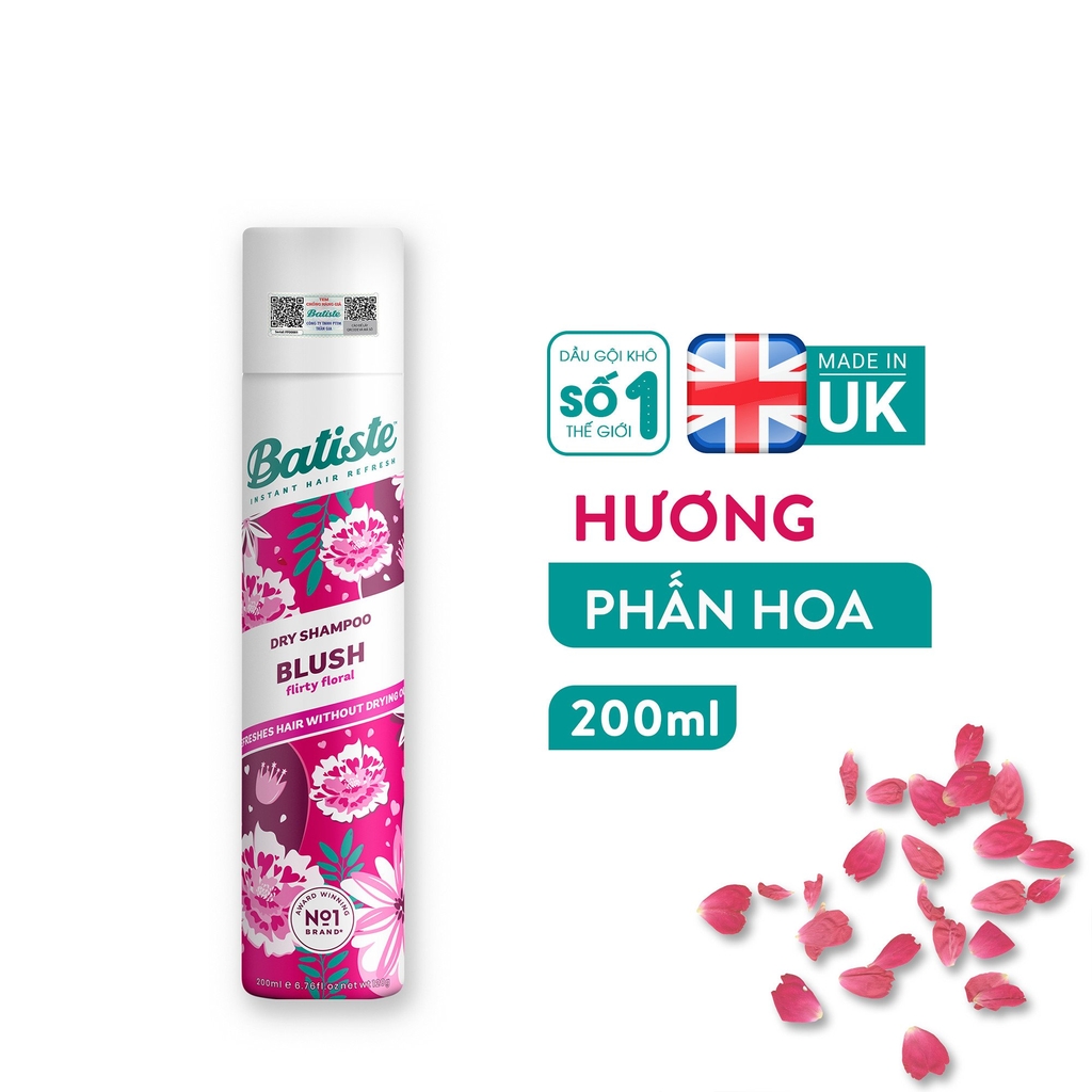 Dầu Gội Khô Giúp Làm Sạch, Tóc Bồng Bềnh Batiste Dry Shampoo 200ml