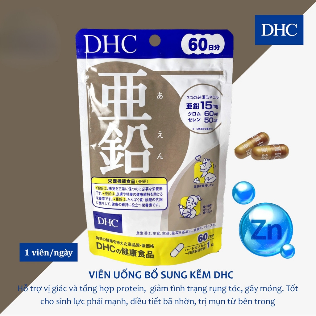 Viên Uống Bổ Sung Kẽm ZinC DHC Nhật Bản Gói 60 viên (60 ngày)
