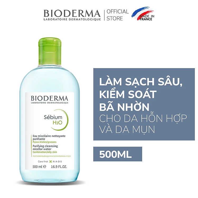 (Hàng công ty) Nước Tẩy Trang Công Nghệ Micella Bioderma Sensibio H2O & Sébium H2O 500ml