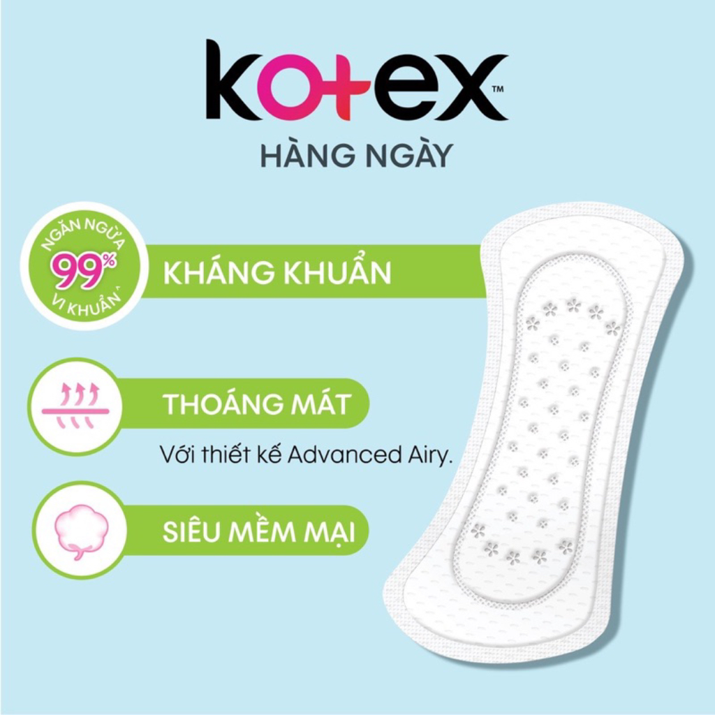 Băng Vệ Sinh Kotex Cool Hàng Ngày Siêu Mỏng Gói 20 Miếng