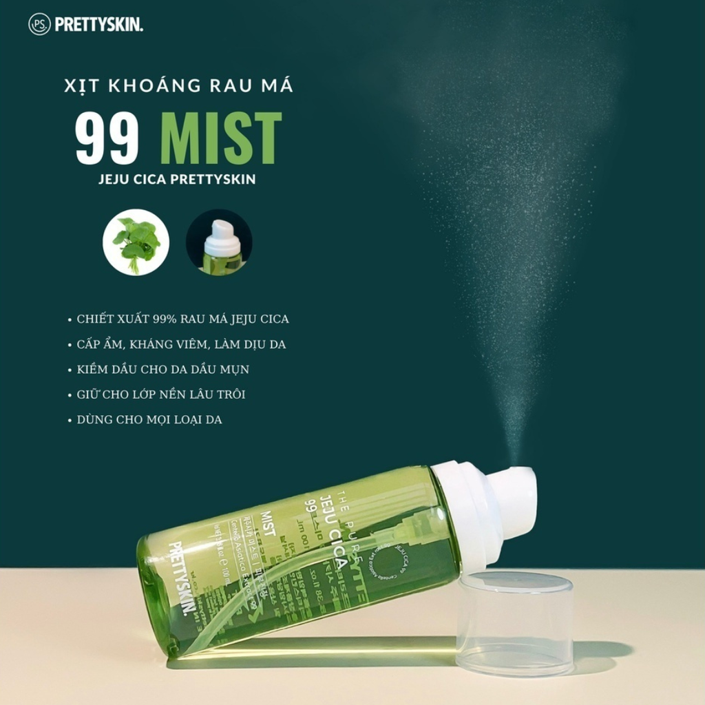Xịt Khoáng Rau Má Pretty Skin The Pure Jeju Cica 99 Mist 100ml