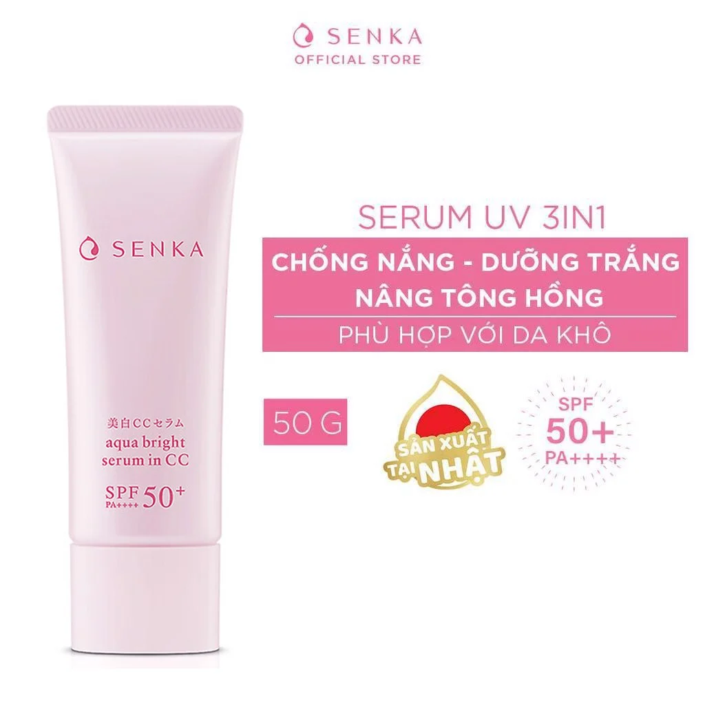 Serum Chống Nắng, Nâng Tông, Dưỡng Trắng Da Senka White Beauty Serum In CC SPF50+/PA++++ 40g