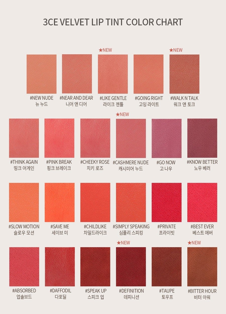 Son Kem Lì, Lên Màu Chuẩn 3CE Velvet Lip Tint 4g