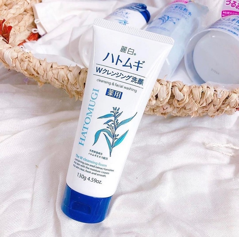 Sữa rữa mặt tẩy trang Hatomugi The W Cleansing Foam 130g