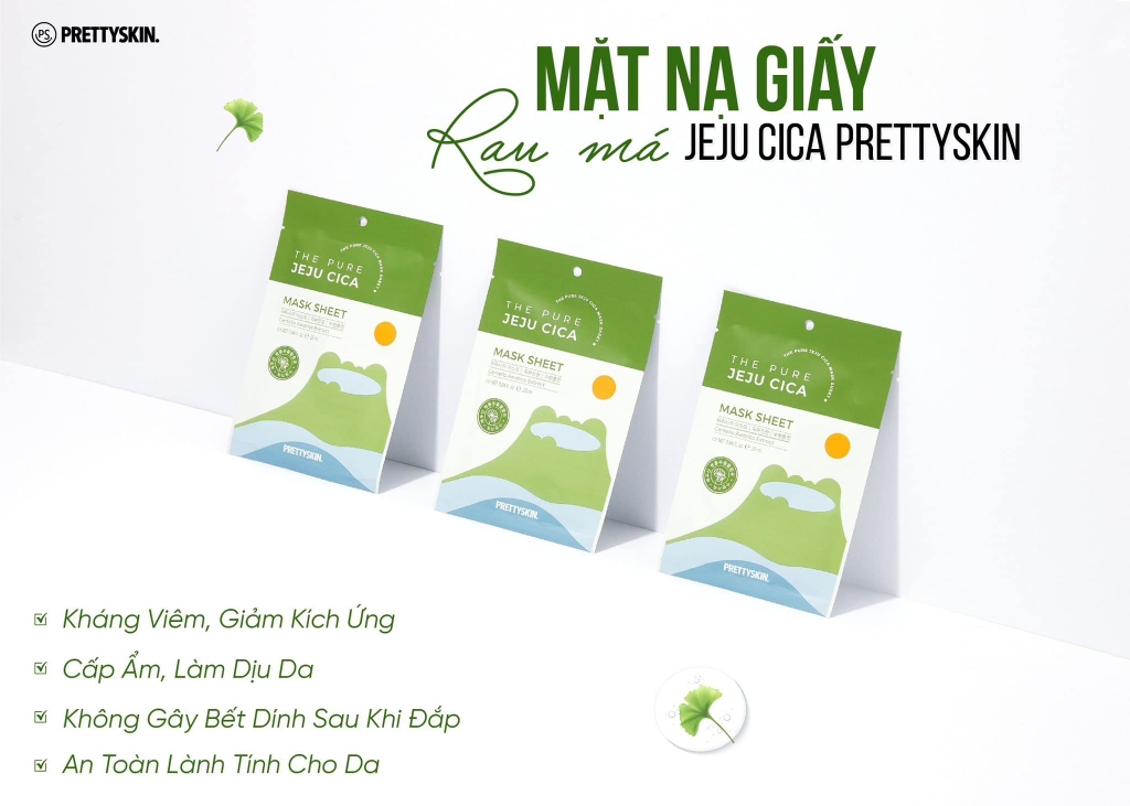 Mặt Nạ Rau Má Prettyskin The Pure Jeju Cica Mask Sheet 25ml