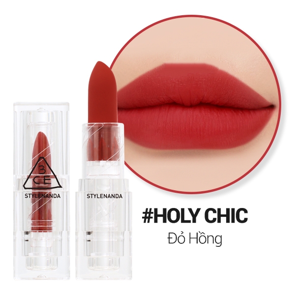 Son Thỏi Lì, Lên Màu Siêu Chuẩn 3CE Soft Matte Lipstick 3.5g