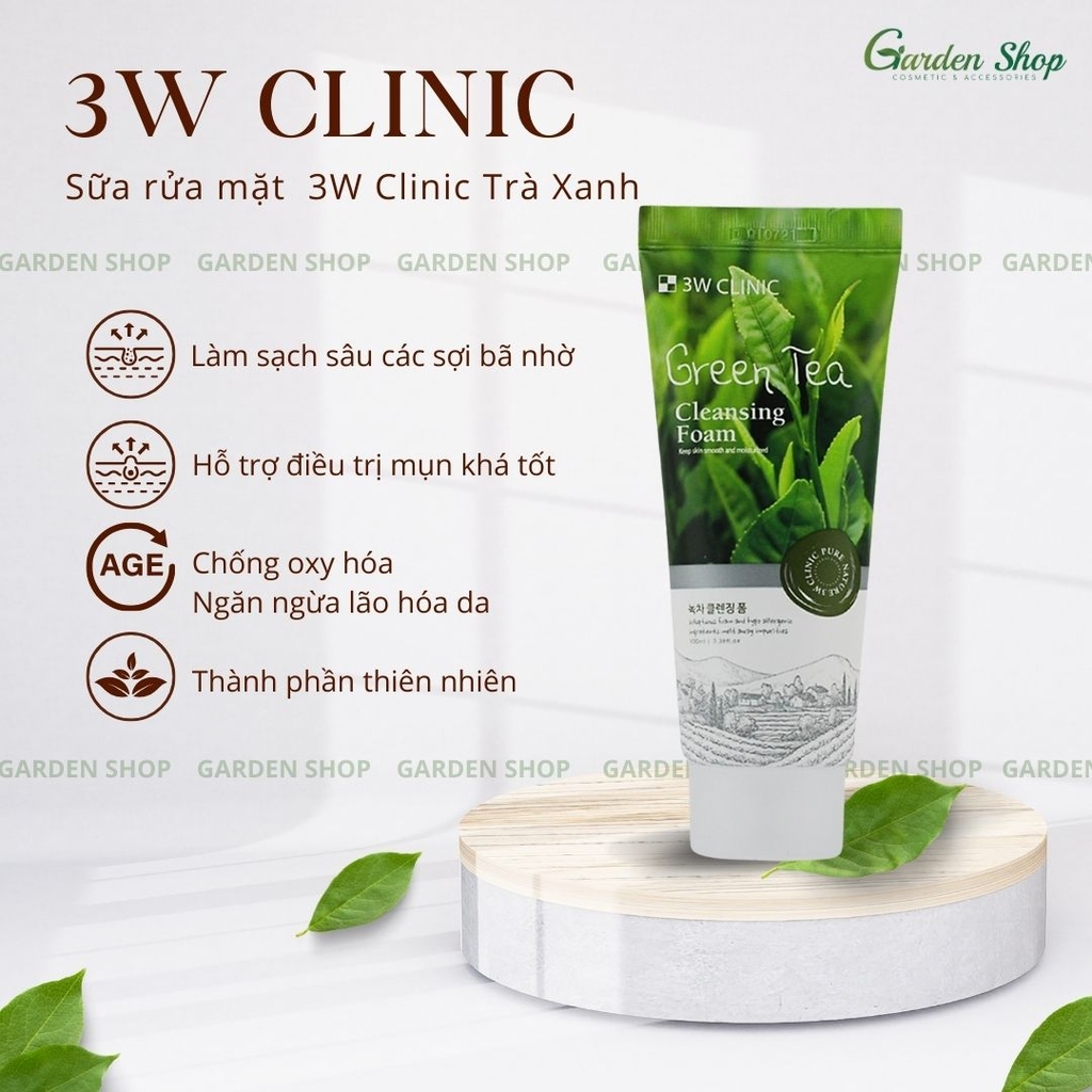 Sữa Rữa Mặt Làm Sạch Sâu Chiết Xuất Thiên Nhiên 3W Clinic Cleansing Foam Korea 100ml