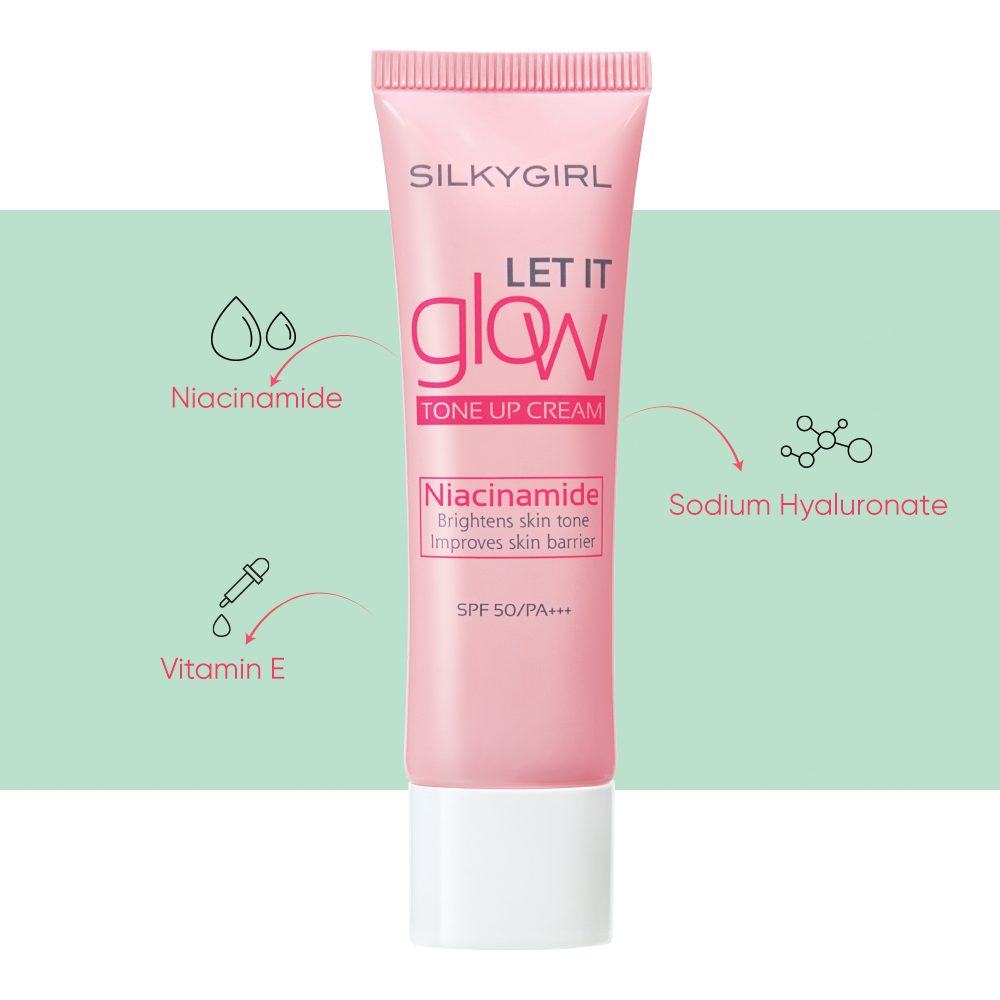 Kem Lót Nâng Tông, Làm Sáng Da Silkygirl Let It Glow Tone Up Cream SPF 50 PA+++ 25ml