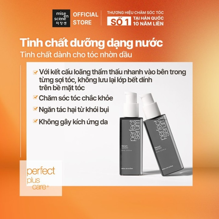 Tinh Chất Dưỡng, Phục Hồi Tóc, Giữ Nếp Tóc Khi Tạo Kiểu hương cam quýt tươi mát Perfect Serum Watery 80ml