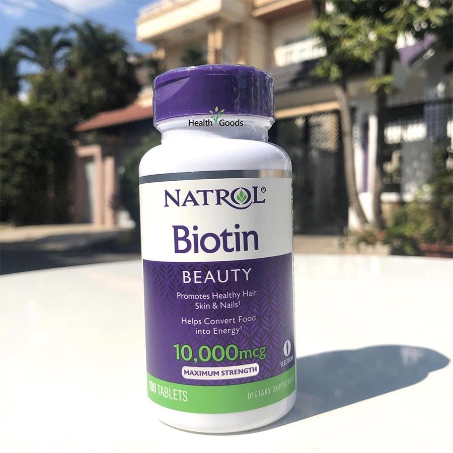 Viên uống hỗ trợ mọc tóc, móng khỏe cho người từ 12 tuổi trở lên Natrol Biotin Maximum Strength 10000mcg 100 viên