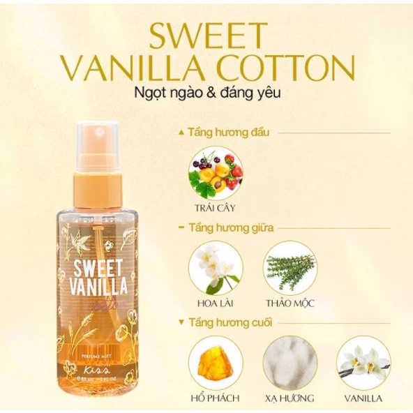 Xịt Thơm Toàn Thân Hương Nước Hoa Malissa Kiss Body Mist 88ml