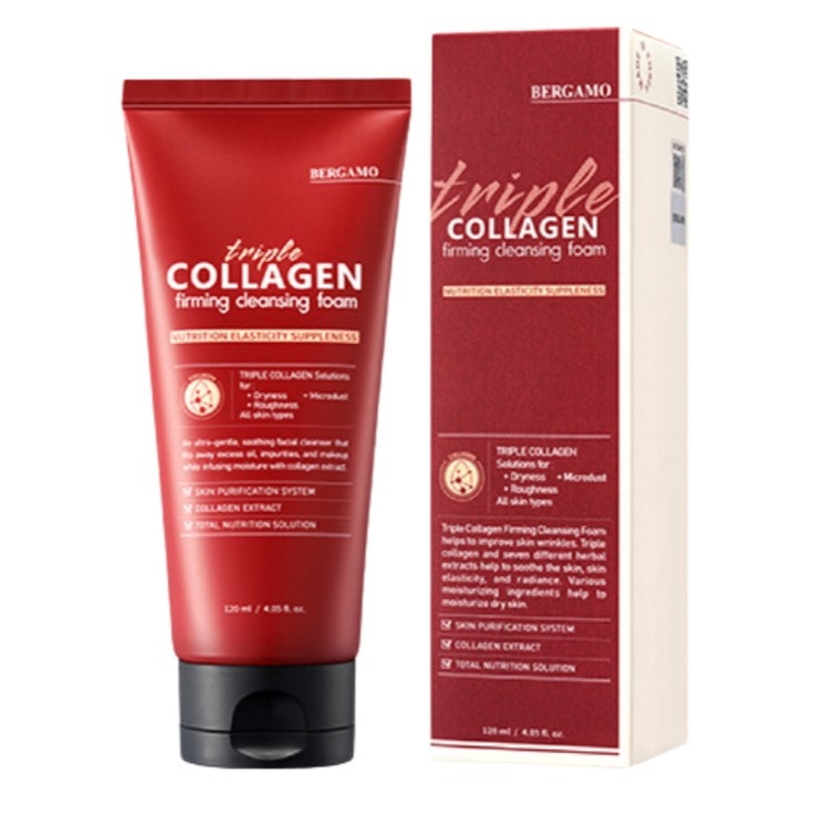 Sữa Rửa Mặt Săn Chắc Bergamo Triple Collagen Cleansing Foam 120ml