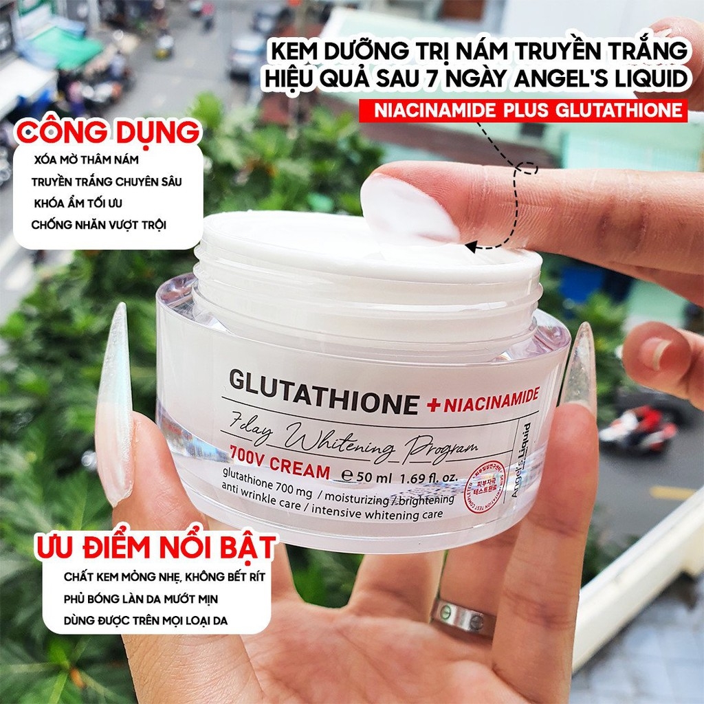 Kem Dưỡng Đặc Trị Nám Truyền Trắng Angel's Liquid Glutathione + Niacinamide 7Day Whitening Program 700 V-Cream 50ml