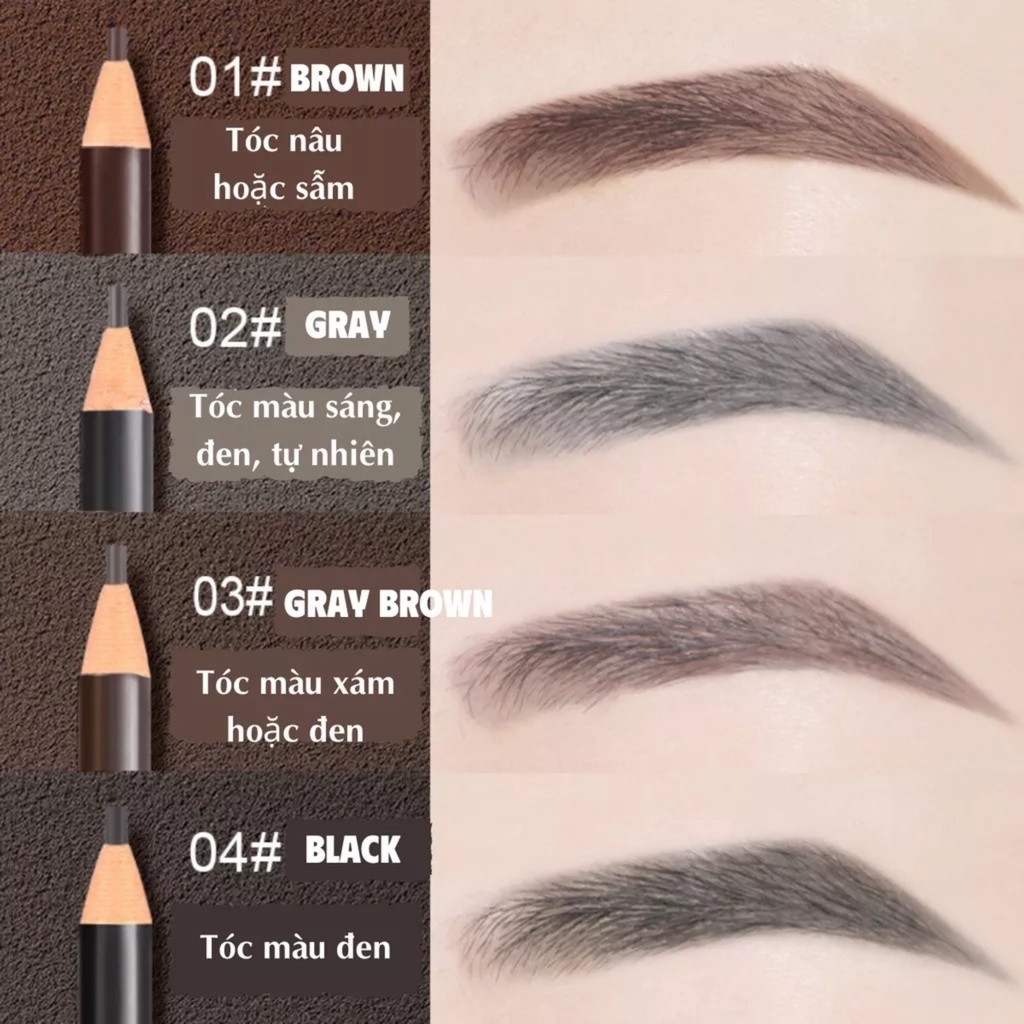 Chì Xé Kẻ Mày Hai Đầu Chống Nước Lâu Trôi WODWOD Phẩy Sợi Siêu Mảnh 2mm 