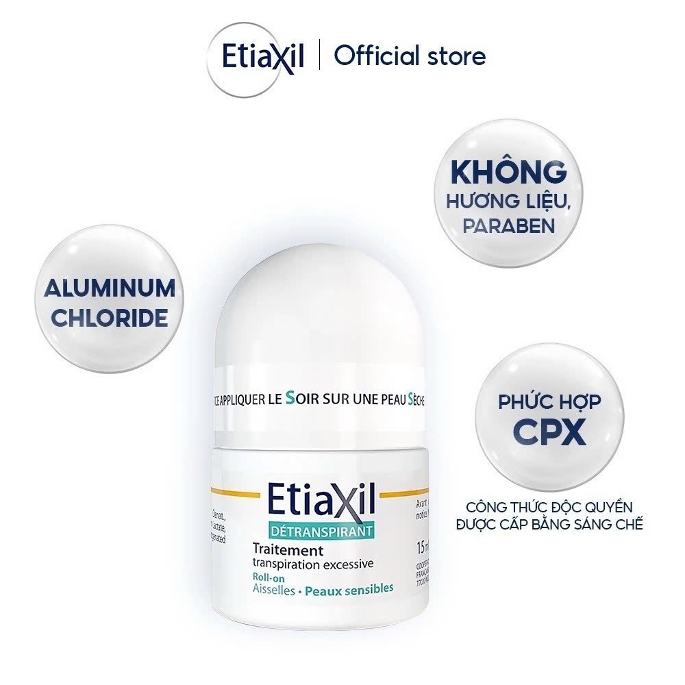 Lăn Khử Mùi Etiaxil Détranspirant Traitement Aisselles Peaux Sensibles 15ml