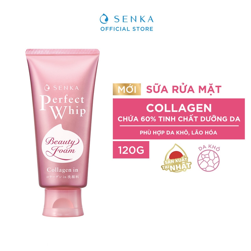 Sữa Rửa Mặt Tạo Bọt Ẩm Mịn, Săn Chắc Da Senka Perfect Whip Collagen In 120g