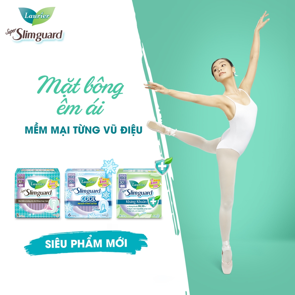 Băng Vệ Sinh Laurier Super SLimguard Siêu Mỏng Bảo Vệ 1mm 22.5cm 20 Miếng