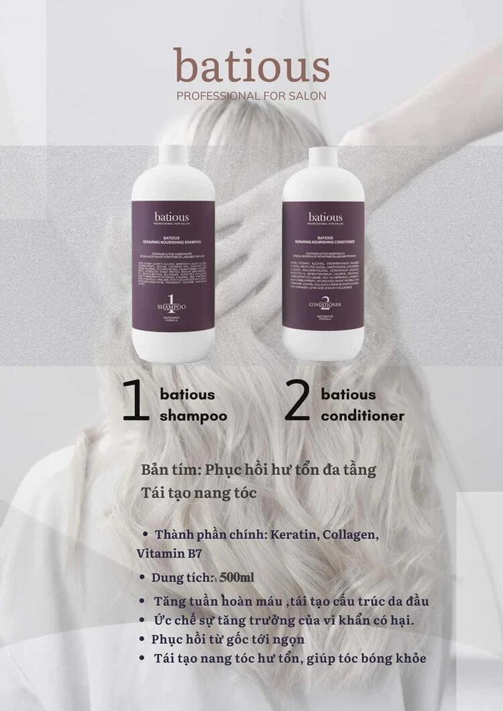 Bộ Gội Xả Cao Cấp Tại Các Salon Batious Professional For Salon 500ml