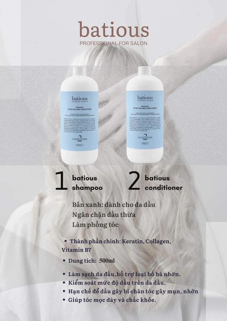 Bộ Gội Xả Cao Cấp Tại Các Salon Batious Professional For Salon 500ml