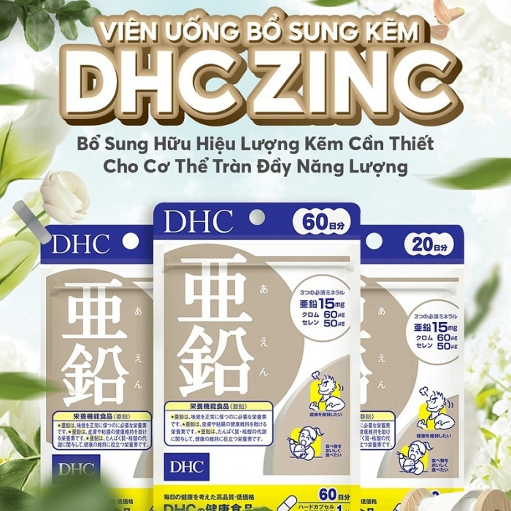 Viên Uống Bổ Sung Kẽm ZinC DHC Nhật Bản Gói 60 viên (60 ngày)