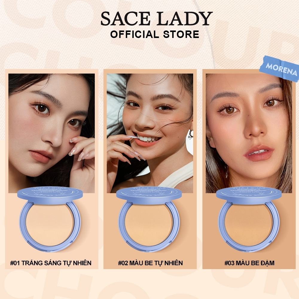 Phấn Phủ Kiềm Dầu, Lâu Trôi Dạng nén, Mờ lỗ Chân Lông Sace Lady Pressed Powder 10g