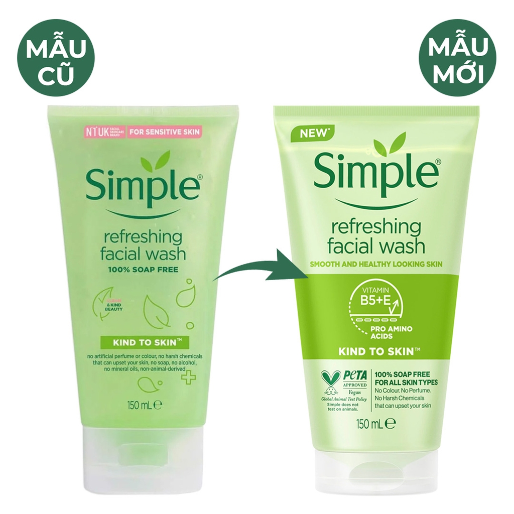 Sữa Rửa Mặt Dịu Nhẹ, Dành Cho Da Nhạy Cảm Simple Kind To Skin Refreshing Facial Wash 150ml