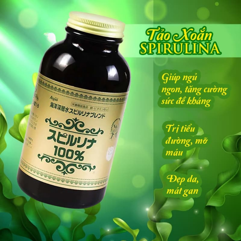 Tảo Xoắn Spirulina Japan Algae Nhật Bản 2200 viên (Chính hãng)