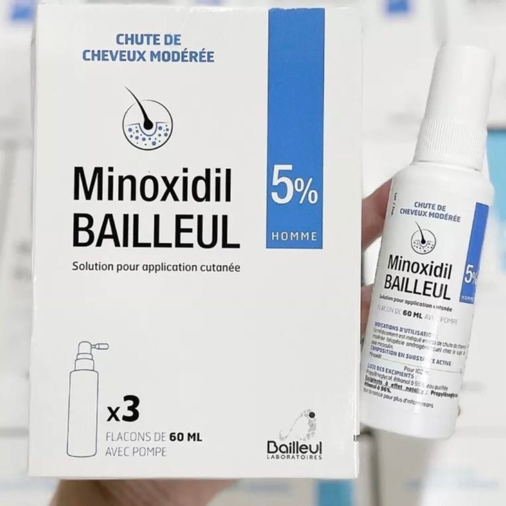 Set 3 Chai Xịt Giảm Rụng, Kích Mọc Tóc Minoxidil 2% (60mlx3)