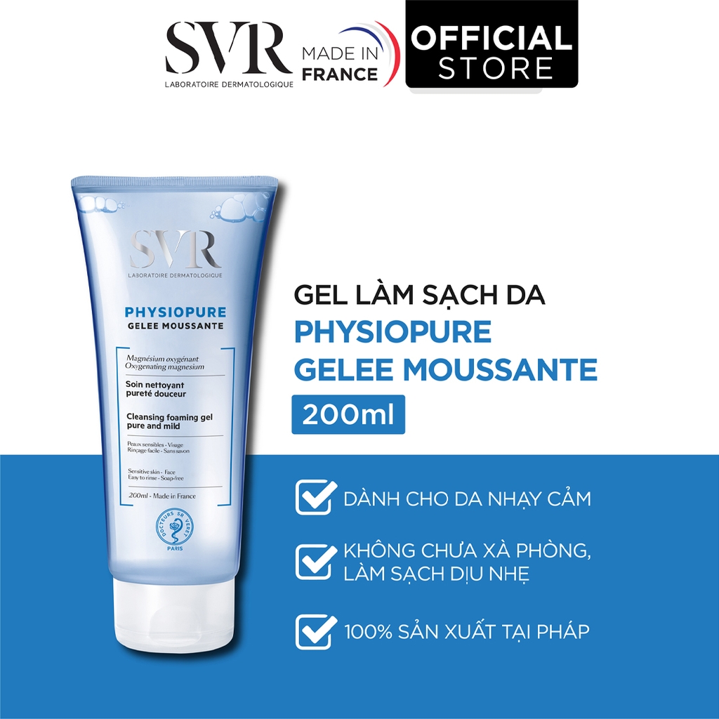Sữa Rửa Mặt Dạng Gel Dành Cho Da Nhạy Cảm SVR Physiopure Gelée Moussante 55ml & 200ml