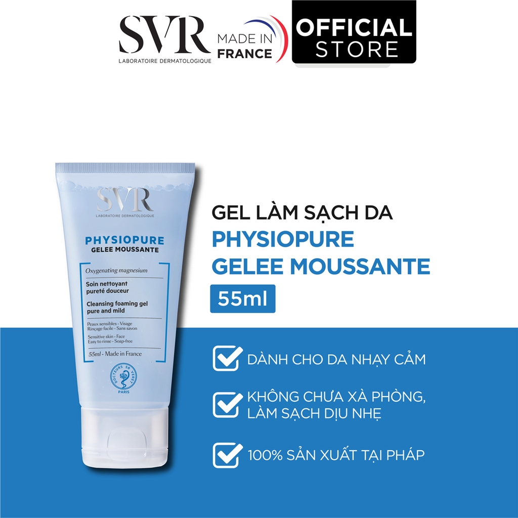 Sữa Rửa Mặt Dạng Gel Dành Cho Da Nhạy Cảm SVR Physiopure Gelée Moussante 55ml & 200ml