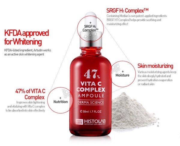 Tinh chất dưỡng trắng, mờ thâm Histolab 47% Vita C Complex Ampoule Derma Science 50ml