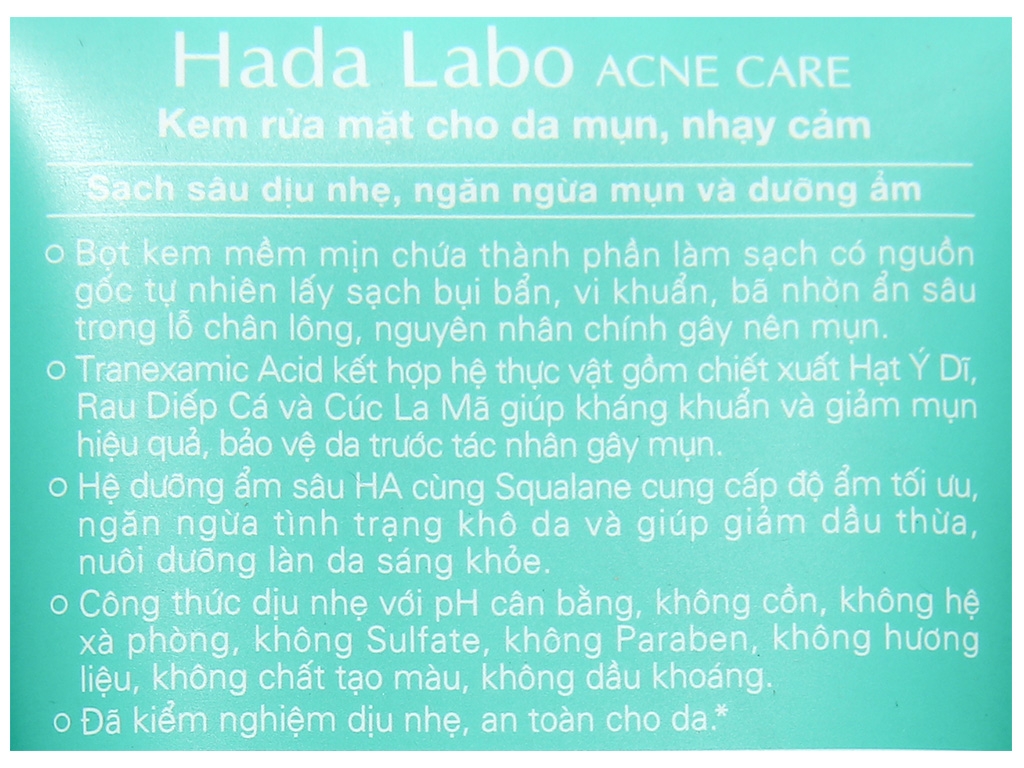 Kem Rửa Mặt Hada Labo Cho Da Mụn Và Nhạy Cảm Acne Care Calming Cleanser 80g