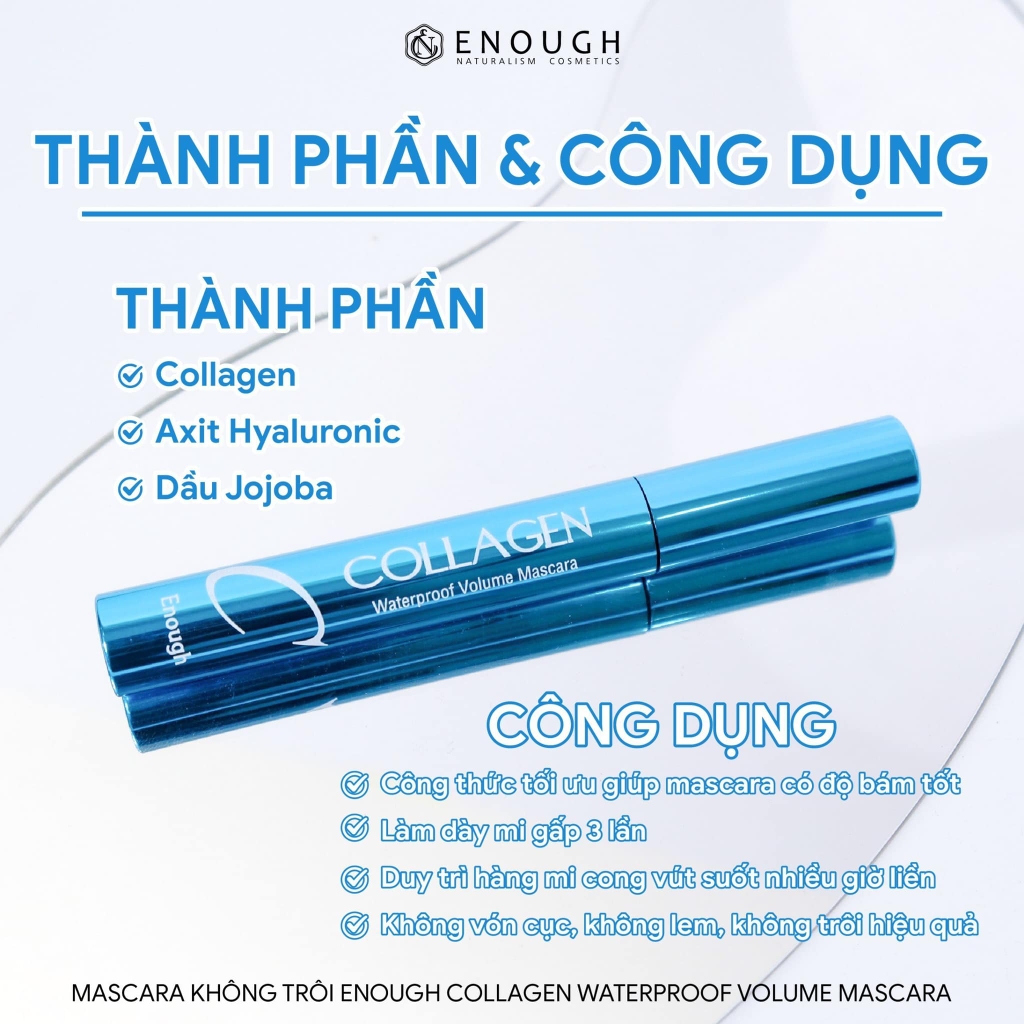Mascara Không Trôi, Không lem Enough Collagen Waterproof Volume 9ml