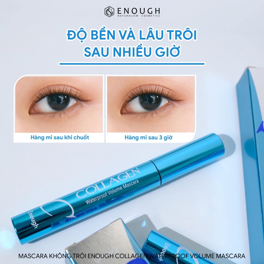 Mascara Không Trôi, Không lem Enough Collagen Waterproof Volume 9ml