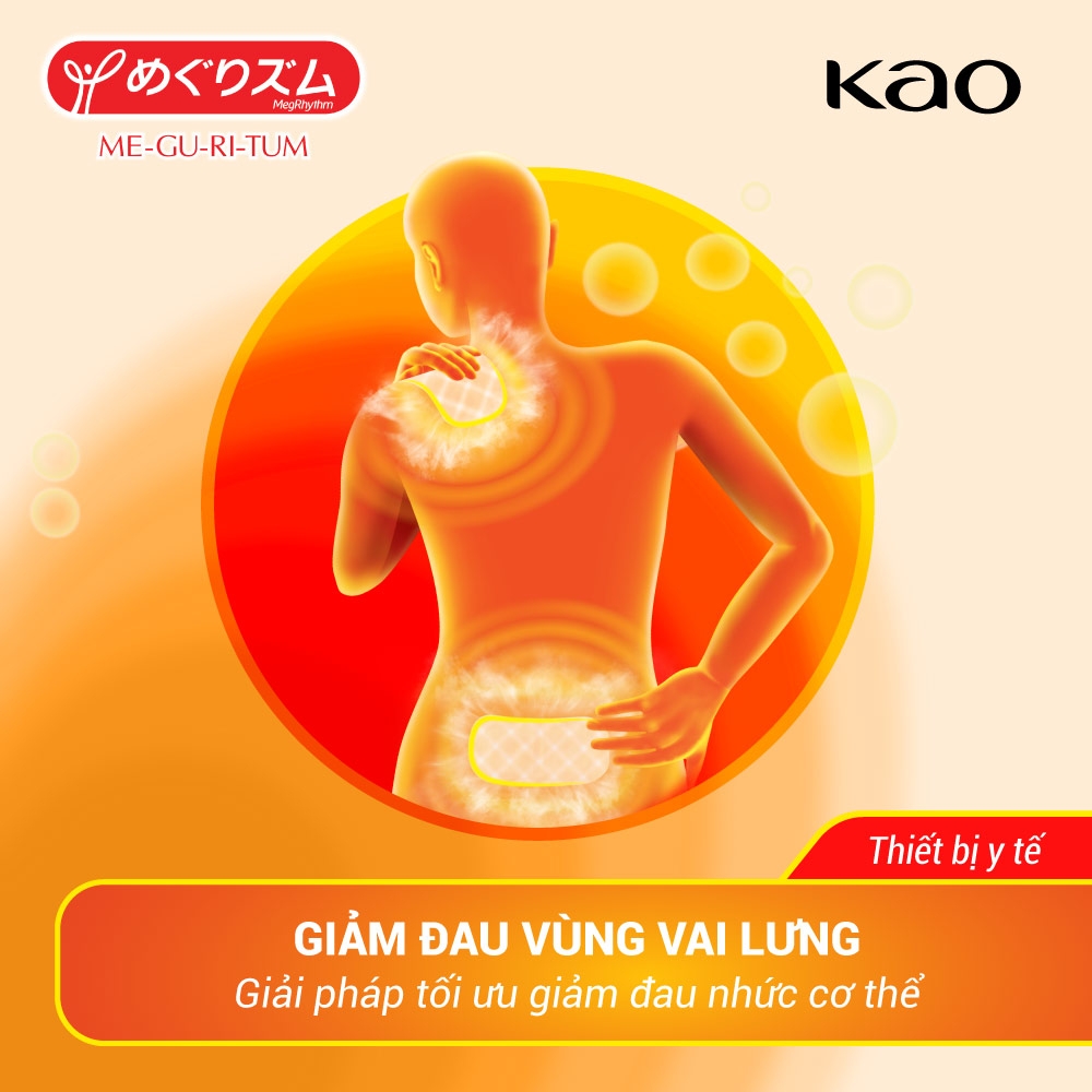 Miếng Dán Nóng Xông Hơi Vùng Vai Lưng Megrhythm Steam Thermo Patch 4 Miếng