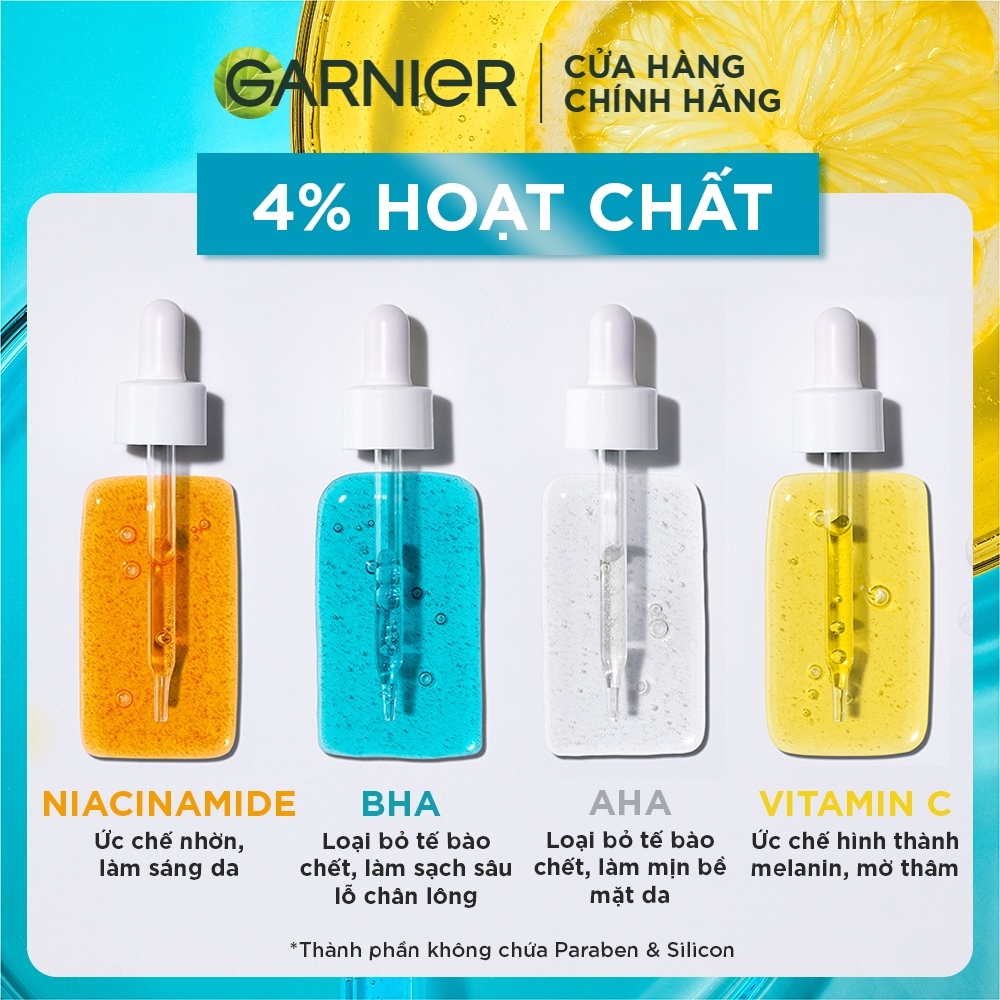 Tinh chất Giảm Mụn Mờ Thâm Cho Da Dầu Mụn Garnier Skin Naturals Bright Complete Anti - Acne Booster Serum 30ml