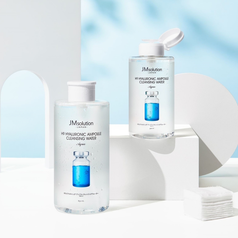 Nước Tẩy Trang Cho Mọi Loại Da JMsolution H9 Hyaluronic Ampoule Cleansing Water Aqua 500ml
