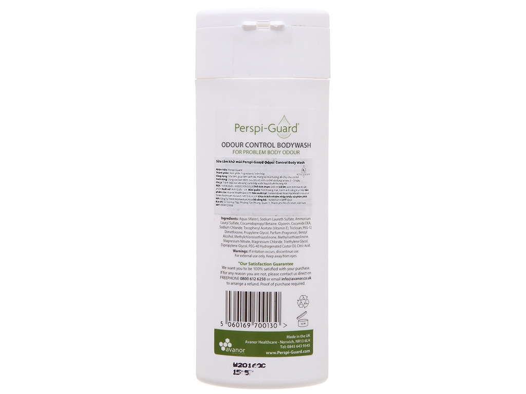 Sữa Tắm Ngăn Mồ Hôi, Khử Mùi Cơ Thể Perspi-Guard Odour Control Body Wash Original 200ml