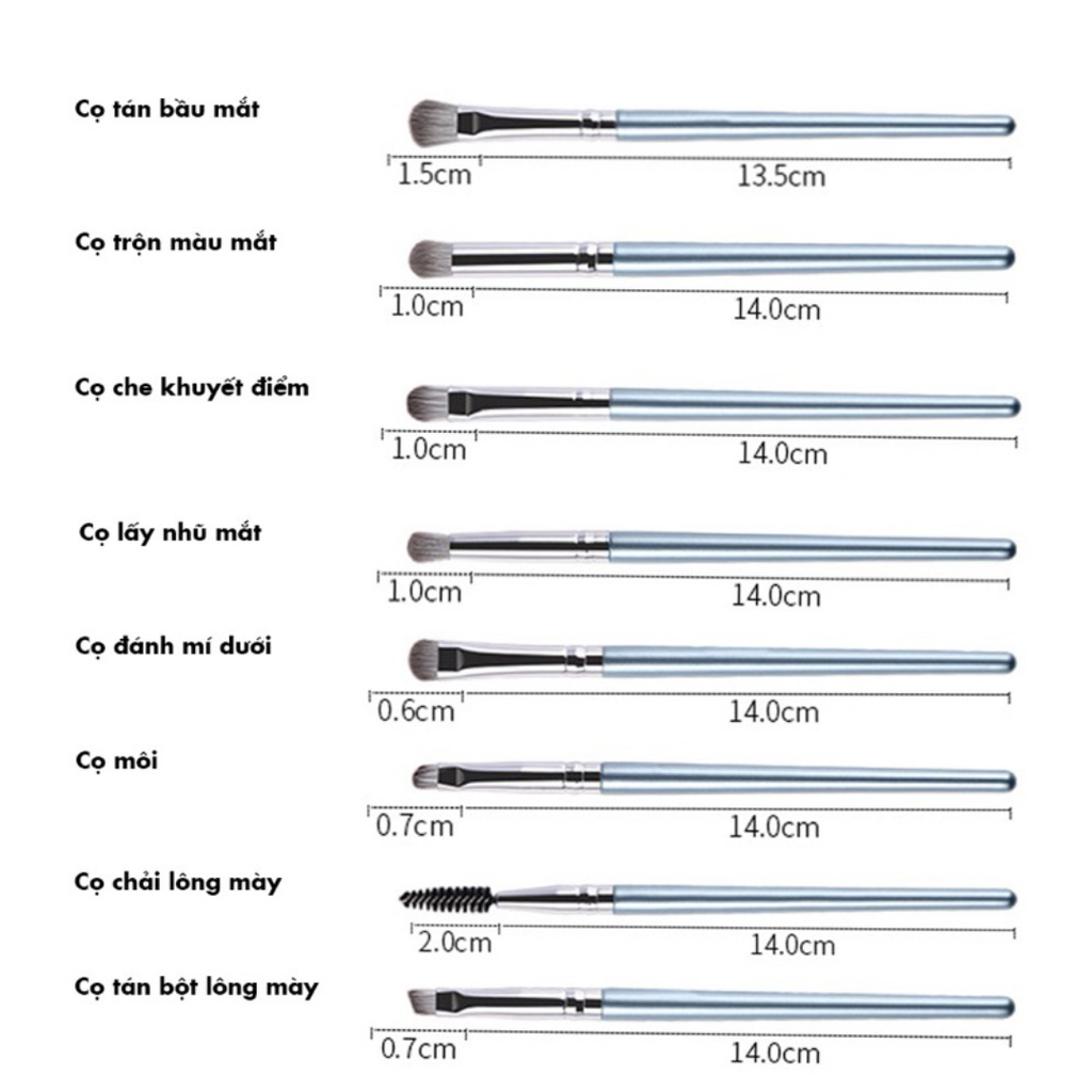 Bộ Cọ Cao Cấp Lông Mịn Trang điểm Cá Nhân 14 Cây Kèm Túi Màu Ghi