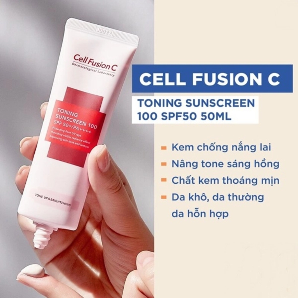 Kem Chống Nắng Nâng Tông Cell Fusion C Toning Sunscreen 100 SPF50+ Pa++++ 50ml