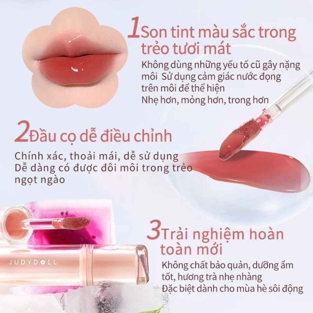 Son Tint Bóng Thạch Thủy Tinh, Siêu Lì Judydoll Iced Tea Watery Lip Gloss 2.4g