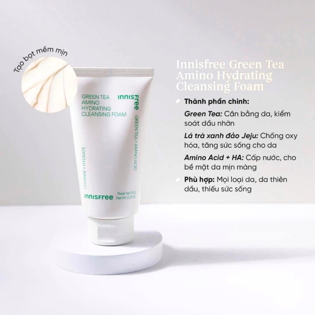 Sữa Rửa Mặt Làm Sạch Dịu Nhẹ Trà Xanh Innisfree Green Tea Foam Cleanser 150ml