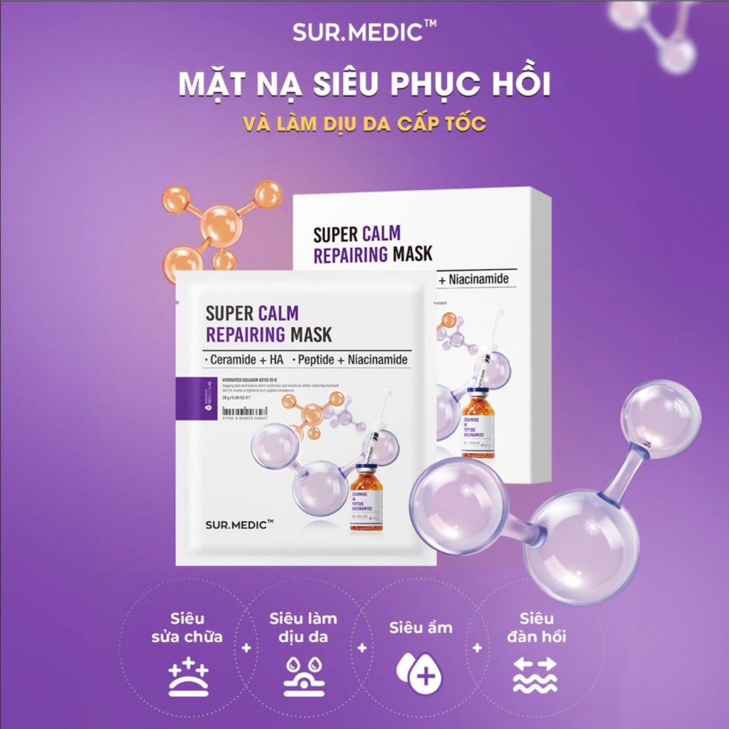 Mặt Nạ Phục Hồi, Làm Dịu Da Cấp Tốc Sur.Medic+ Super Calm Repairing Mask 28ml