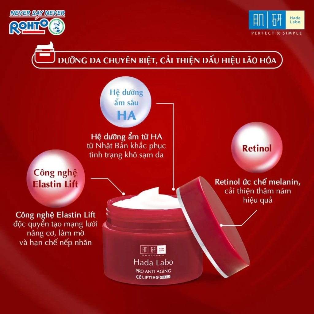 Kem Dưỡng Cải Thiện Da Lão Hóa Hada Labo Pro-Aging Retinol B3 Cream 50g