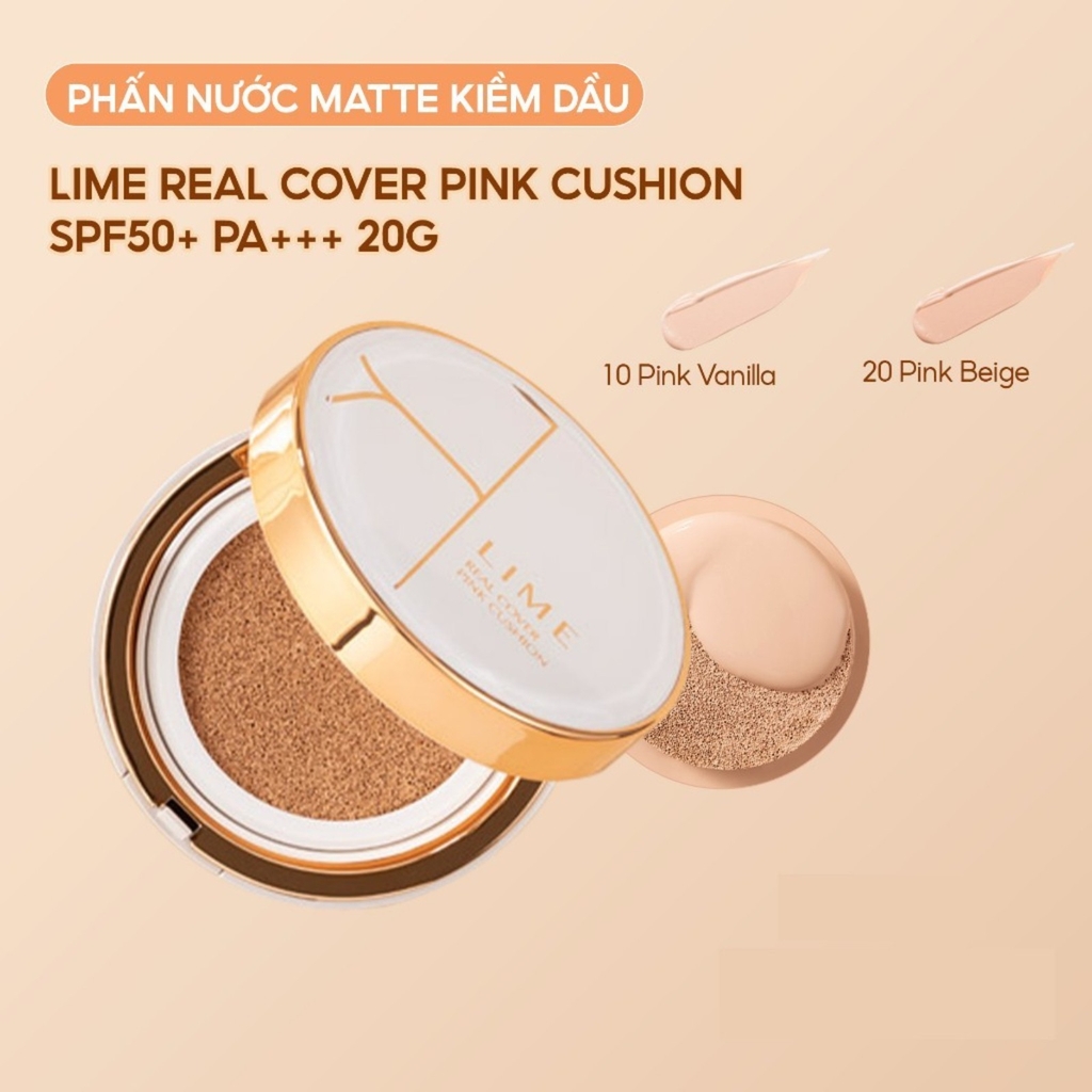 Phấn Nước Kiềm Dầu, Che Phủ Hoàn Hảo Lime Real Cover Pink Cushion SPF 50+/PA+++ 20g