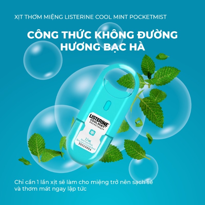 Xịt Thơm Miệng Listering Cool Mint 7.7ml