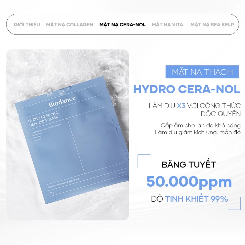 Mặt Nạ Thạch Làm Dịu Cấp Ẩm Biodance 34g