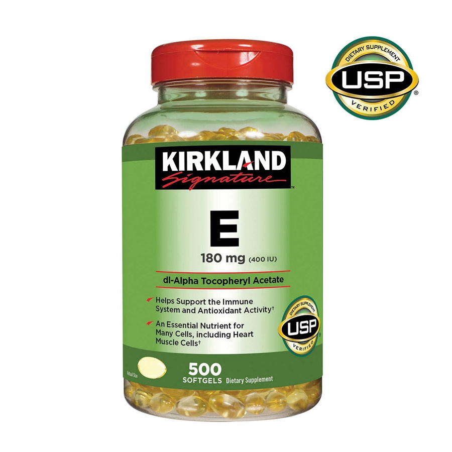 Viên uống bổ sung Vitamin E 400 I.U Kirkland Signature 500 Viên giúp làm đẹp da và ngăn ngừa lão hóa