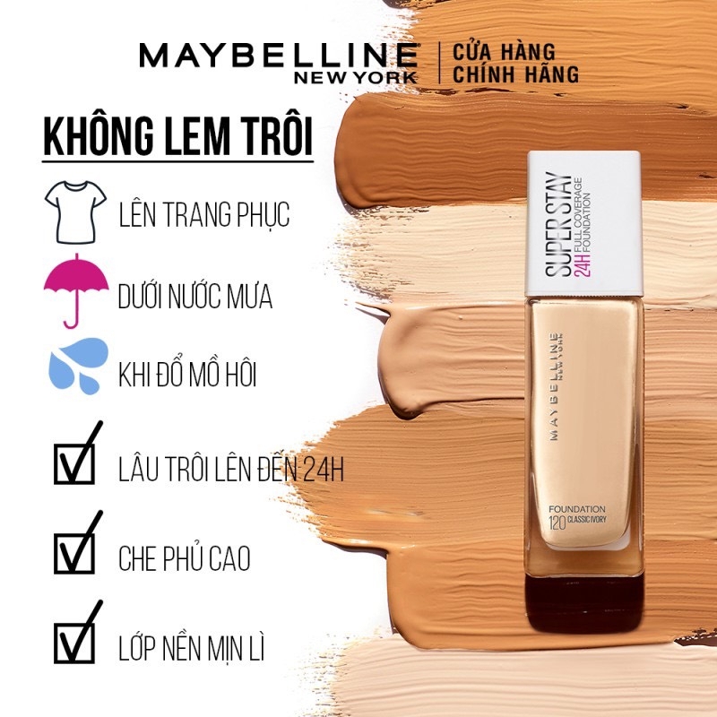 Kem Nền Lâu Trôi Maybelline Super Stay 24H Full Coverage Foundation 30ml